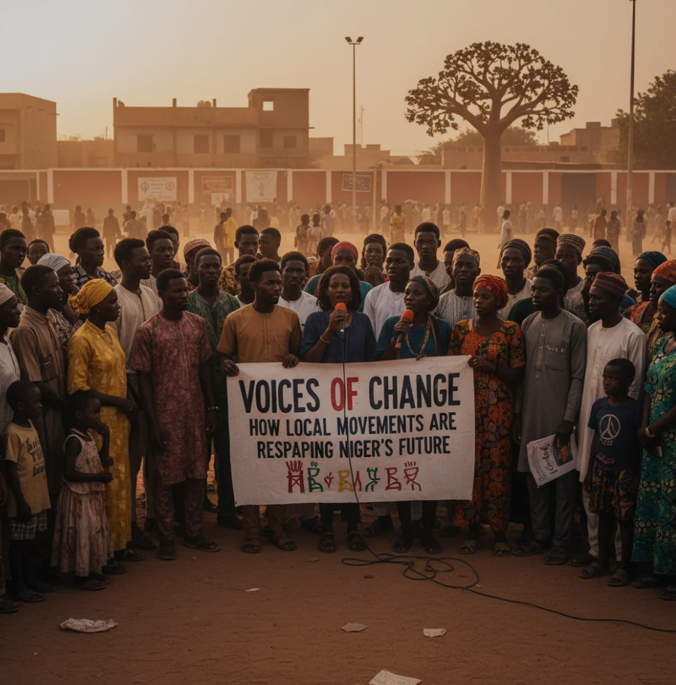 Voices of Change: How Local Movements Are Reshaping Niger’s Future Community activists in Niger leading a local development meeting outdoors