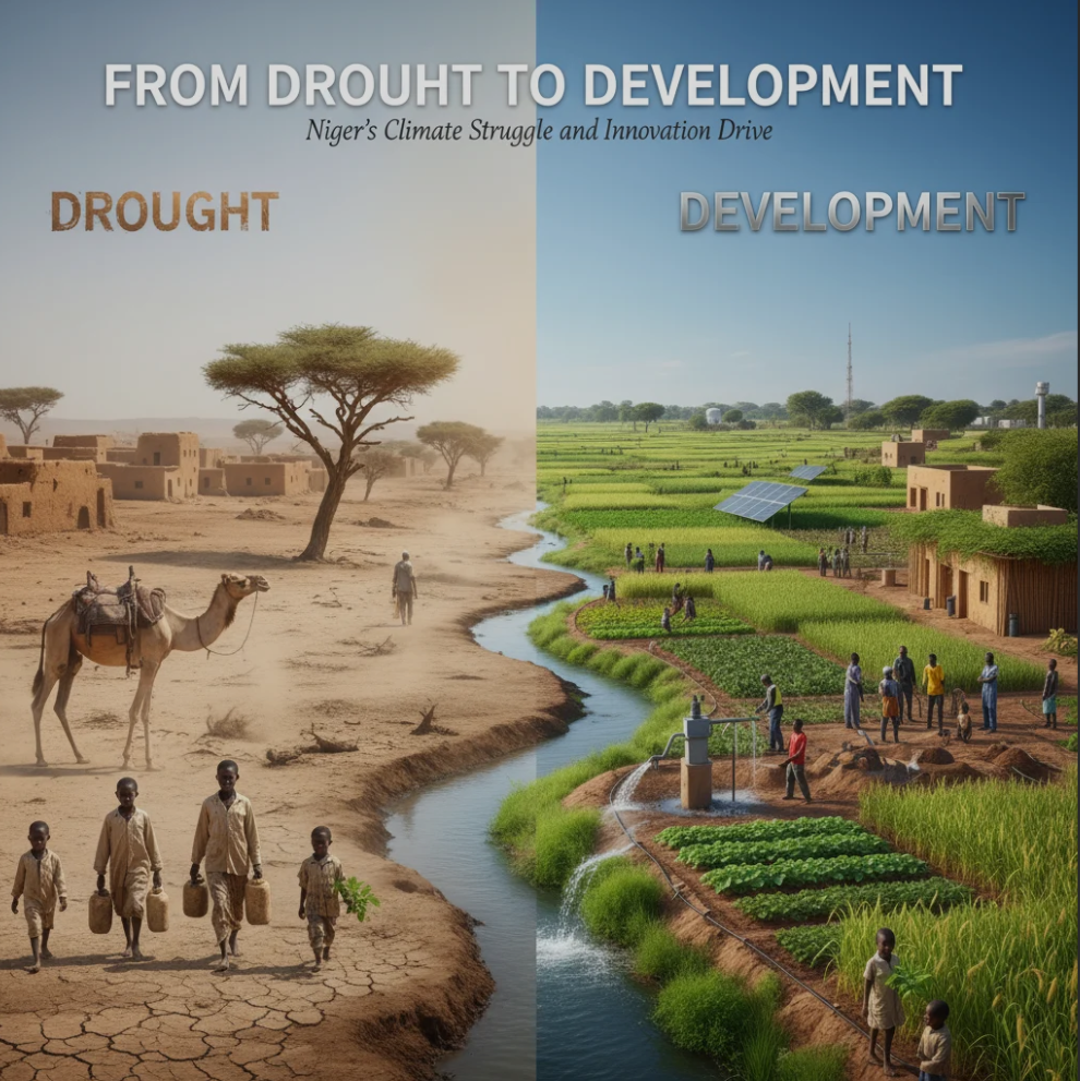 Farmers in Niger working on sustainable irrigation projects under the Sahel sun