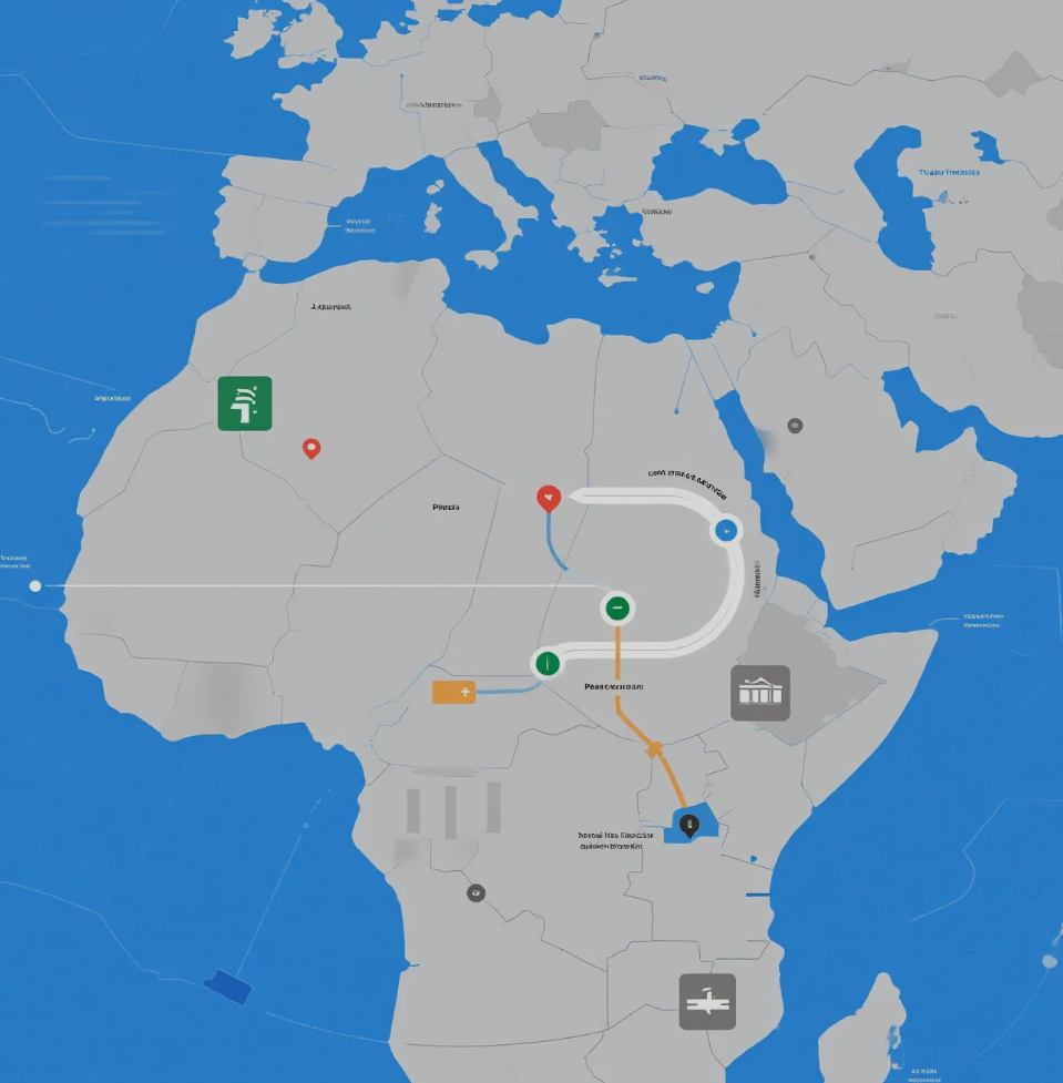 Map of Niger showing major transport corridors and regional trade routes