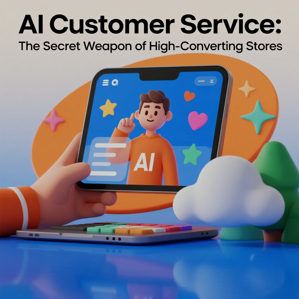 Digital AI chatbot assisting customers on an online store interface, symbolizing automated customer service in e-commerce