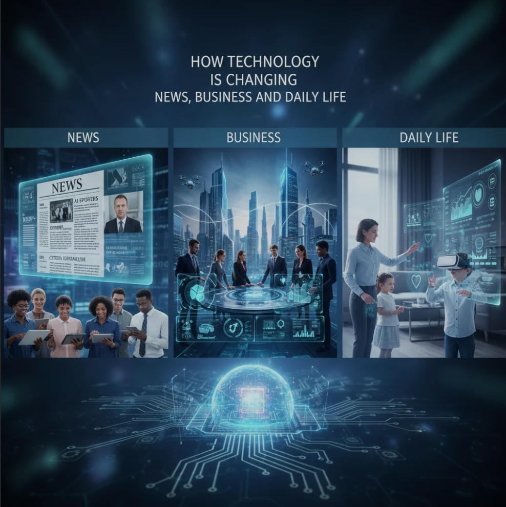 People in Niger using smartphones, computers, and digital tools in an urban and rural setting