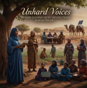 Women in Niger gathered outdoors, engaged in community discussion and local leadership activities