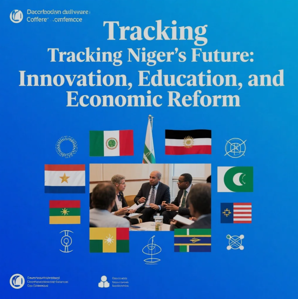 A panoramic view of Niger showing schools, innovation hubs, and economic development projects