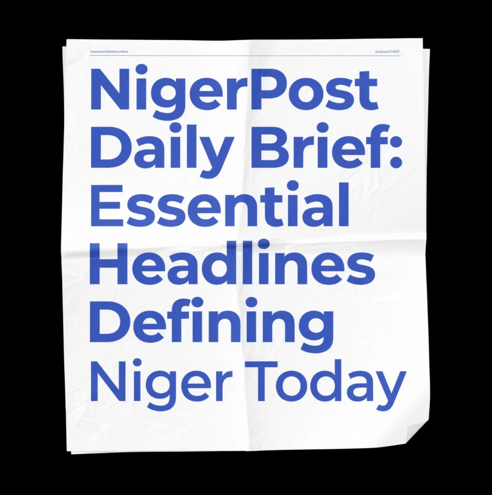 Collage of Niger news headlines, national landmarks, and daily life scenes representing current events